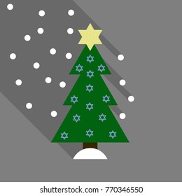 vector illustration of decorated Christmas tree with star