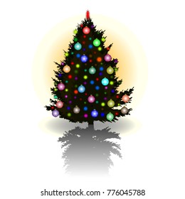 vector illustration of decorated Christmas tree