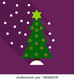 vector illustration of decorated Christmas tree with star