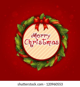 Vector illustration - decorated christmas wreath. Christmas  card