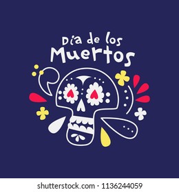 Vector illustration of an decorated Day of the Dead (Dia de los Muertos) mexican sugar skull, or calavera. Halloween poster background, greeting card or t-shirt design.