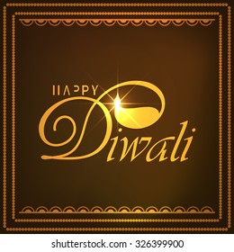 Vector illustration of decorated Diwali diya on colorful background.