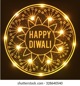 Vector illustration of decorated Diwali diya on colourful Background.
