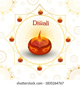 ilustración vectorial de Diya Decorada para Feliz Diwali fiesta de celebración de India de bienvenida