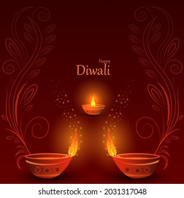 ilustración vectorial de Diya Decorada para Feliz Diwali fiesta de celebración de India de bienvenida