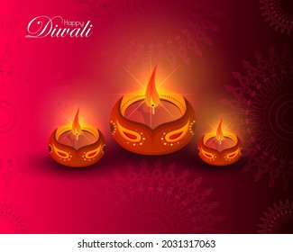 Vektorgrafik von Decorated Diya for Happy Diwali Festival Feiertage in Indien Grußhintergrund