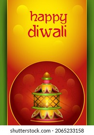 vector illustration of Decorated Diya for Happy Diwali festival holiday celebration of India greeting background