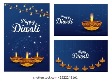ilustração vetorial de Diya decorado para feliz Diwali festival celebração de férias da Índia saudação fundo