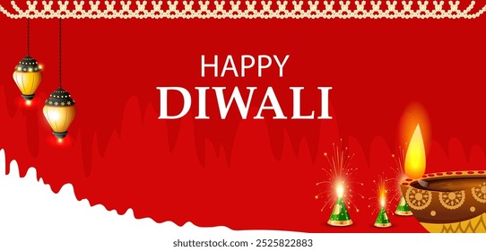 ilustração vetorial de Diya decorado para feliz Diwali festival celebração de férias da Índia saudação fundo