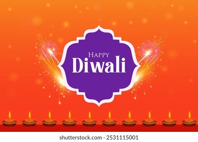 Ilustración vectorial de Diya decorado para la celebración de vacaciones del festival de Diwali feliz de fondo de saludo de la India