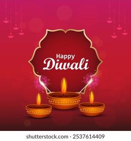 ilustração vetorial de Diya decorado para feliz Diwali festival celebração de férias da Índia saudação fundo