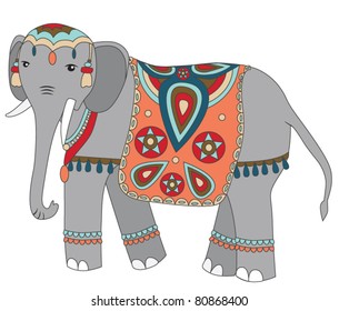 Vector illustration of decorated elephant.