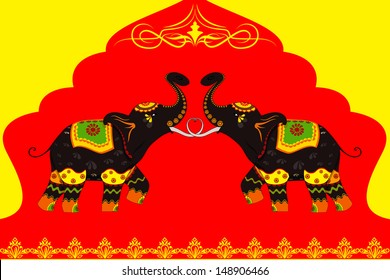 vector illustration of decorated elephant showing Indian culture