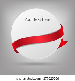 Vector illustration of decorated gift card with red ribbons and bow