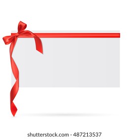 Vector illustration of decorated gift card with red ribbon
