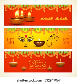 Vector illustration of decorated header for Diwali.