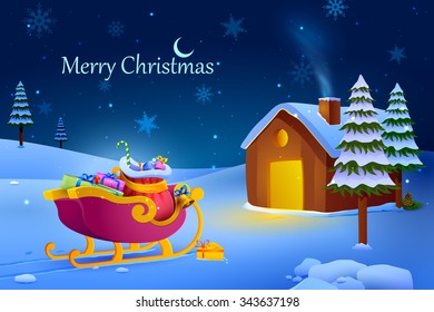 vector illustration of decorated house for celebrating Merry Christmas