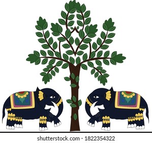 Vektorgrafik eines dekorierten indianischen Elefanten