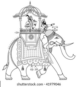 Vector illustration of a decorated Indian elephant