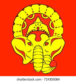 Vector illustration of a decorated indian elephant. Icon ethnic image. Color.