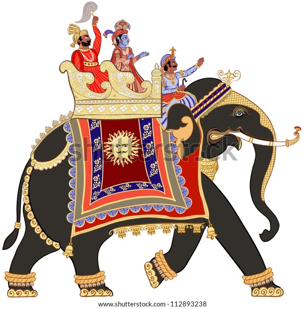 Vector\
illustration of a decorated indian\
elephant