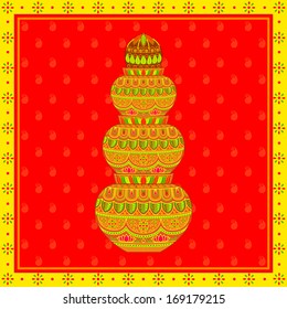 vector illustration of decorated mangal kalash