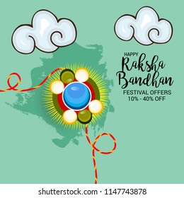 Vector illustration of a Decorated Rakhi Background for Indian Festival Raksha Bandhan Celebration.