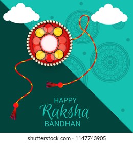 Vector illustration of a Decorated Rakhi Background for Indian Festival Raksha Bandhan Celebration.