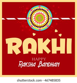 Vector illustration of a Decorated Rakhi background with stylish text for indian festival of raksha bandhan celebration.