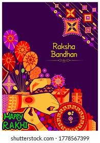 vector illustration of decorated Rakhi for Indian festival Raksha Bandhan of brother and sister bonding celebration in India