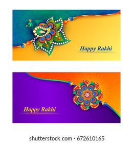 vector illustration of decorated rakhi for Indian festival Raksha Bandhan