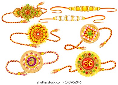 vector illustration of decorated rakhi for Raksha Bandhan 