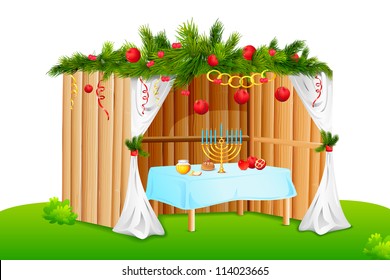 vector illustration of decorated sukkah for celebrating Sukkot
