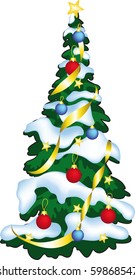 Vector illustration of decorated ?hristmass tree.