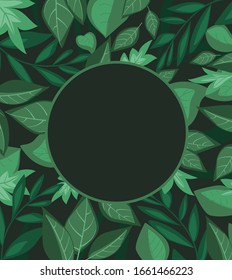 Vector illustration of decoration branches with leaves and grass, nature background with place for text