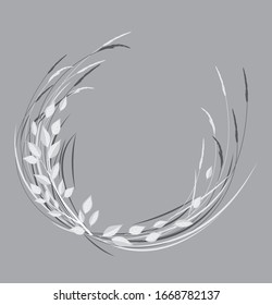 Vector illustration of decoration branches with leaves and grass, nature frame with place for text