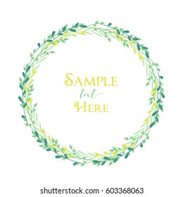 Vector illustration of decoration branches witt leaves. Wreath with tree branches with place for text
