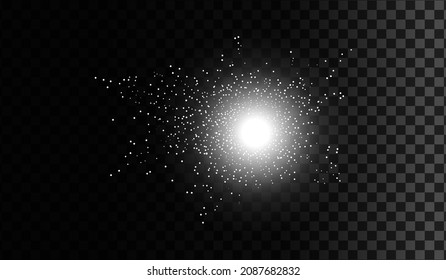 Vector illustration for decoration cool effect with ray sequins.White glowing explosion explosion with transparent. Bright Star. Transparent glitter gradient glitter, bright flash. Glare texture.