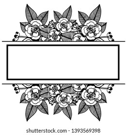 Vector illustration decoration flower frame with backdrop white of hand drawn