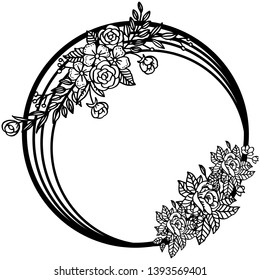 Vector illustration decoration flower frame with backdrop white of hand drawn