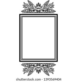 Vector illustration decoration flower frame with backdrop white of hand drawn