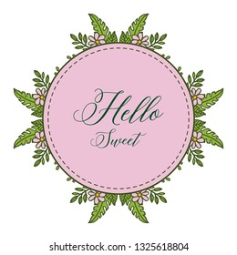 Vector illustration decoration green leaf flower frame for greeting card romantic hand drawn