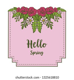 Vector illustration decoration green leaf flower frame for greeting card romantic hand drawn
