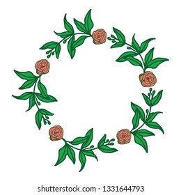 Vector illustration decoration green leafy floral frames hand drawn