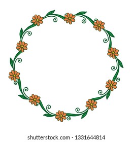 Vector illustration decoration green leafy floral frames hand drawn