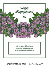 Vector illustration decoration happy engagement for elegant flower frame hand drawn