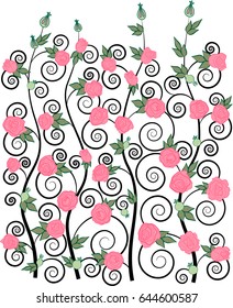 vector illustration for decoration holiday cards or greetings - rose bushes