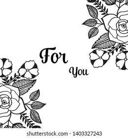 Vector illustration decoration ornament flower frame for greeting card for you