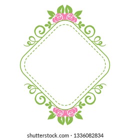 Vector illustration decoration pink floral frame for card hand drawn