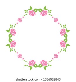 Vector illustration decoration pink floral frame for card hand drawn